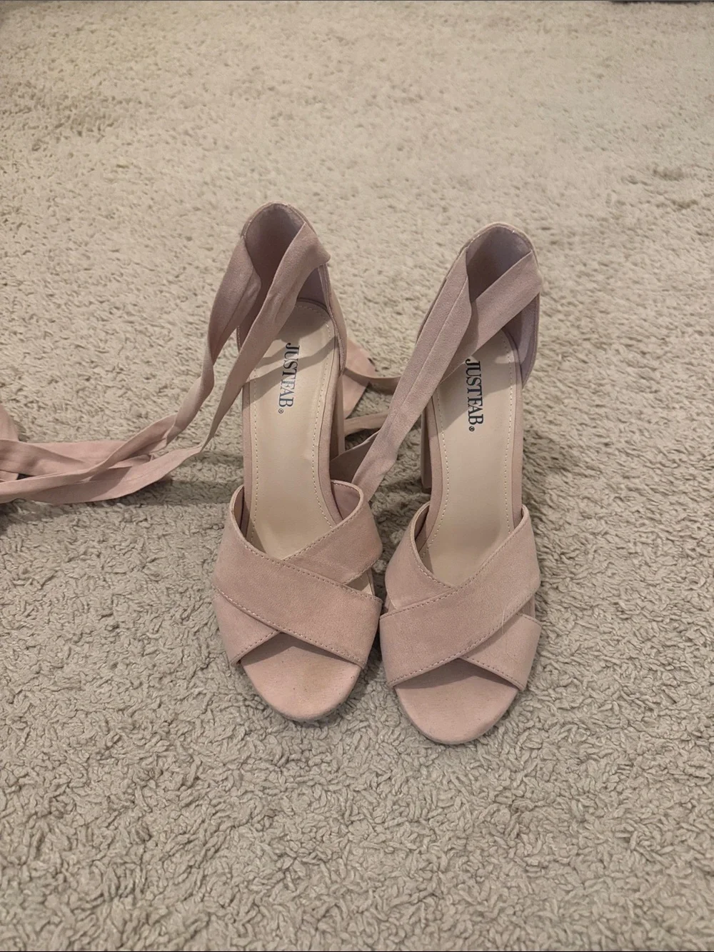 JustFab Dusty Pink Suede Wrap-Heel